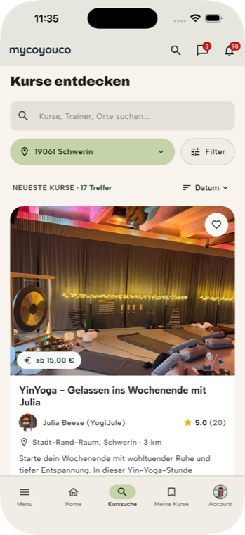 Kurse entdecken in der mycoyouco App